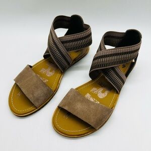 SOREL WOMEN’S CUTE SLIP ON SANDALS BROWN & TAN COLORS SIZE 7.5